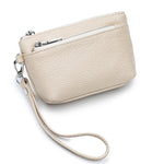 Leather Change Zipper Clutch - First Layer Cowhide Long Wallet with Sewing Line