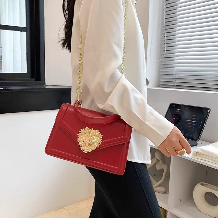 Fashion Portable Small Square Bag – Genuine Leather Flip Double Compartment Shoulder Crossbody Bag