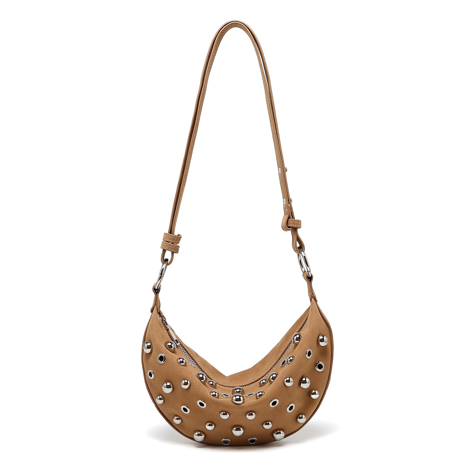 Fashion Retro Rivet Crossbody Bag for Women – Metallic Matte PU Underarm Shoulder Bag