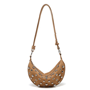 Fashion Retro Rivet Crossbody Bag for Women – Metallic Matte PU Underarm Shoulder Bag