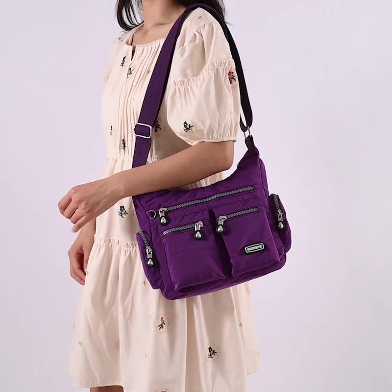 Waterproof Nylon Crossbody Shoulder Bag for Women – Multi Pocket Travel Purse