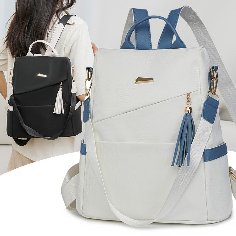 Women’s Oxford Cloth Backpack – Stylish Anti-Theft PU Travel Bag, Casual Double Shoulder Schoolbag for Girls
