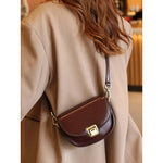 Vegetable Tanned Top Layer Cowhide Shoulder Bag for Women – Genuine Leather Half Moon Crossbody