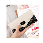 BIRDS Mid-Length Women's Wallet - Embroidered Flower PU Leather Zip Purse