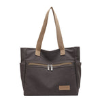 Women’s Canvas Shoulder Tote Bag – Large Casual Handbag with Contrast Stitching, Daily Travel and Work Bag