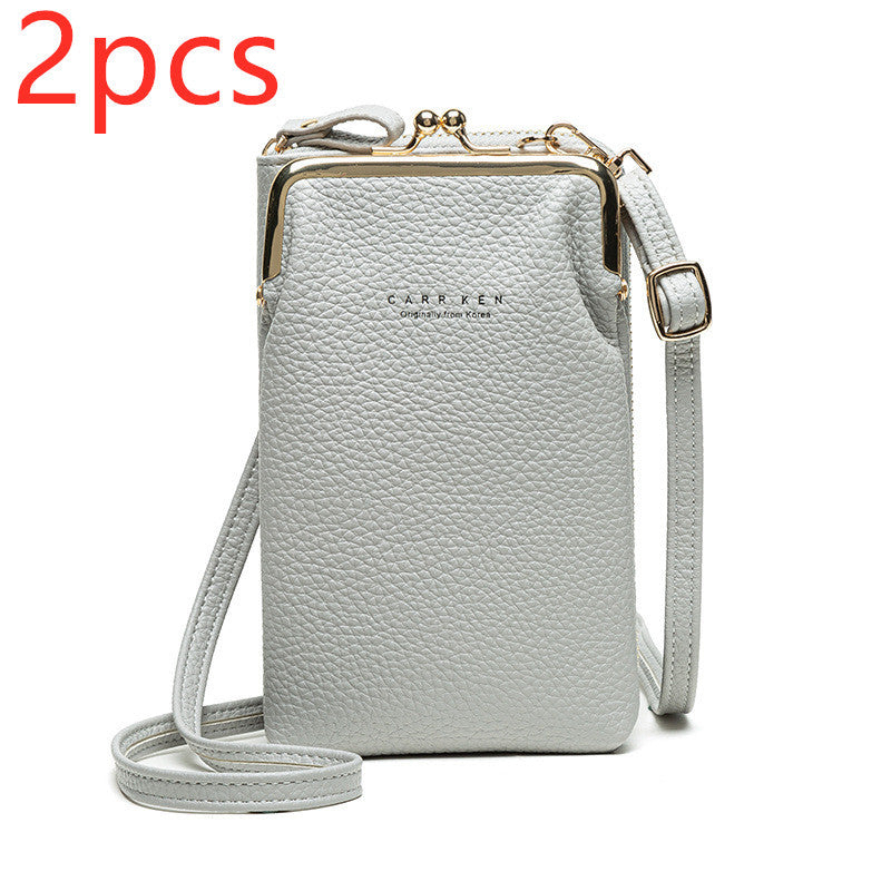 Fashion Lychee Pattern Crossbody Bag - Solid Color PU Leather Diagonal Shoulder Bag