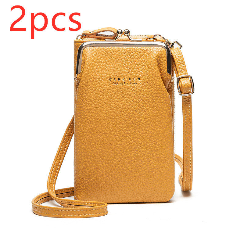 Fashion Lychee Pattern Crossbody Bag - Solid Color PU Leather Diagonal Shoulder Bag