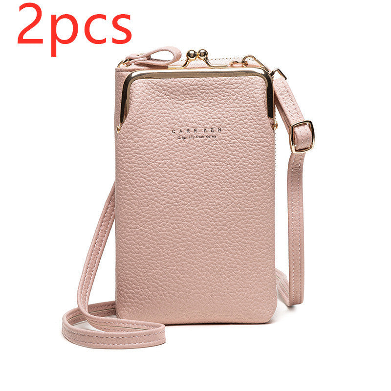 Fashion Lychee Pattern Crossbody Bag - Solid Color PU Leather Diagonal Shoulder Bag