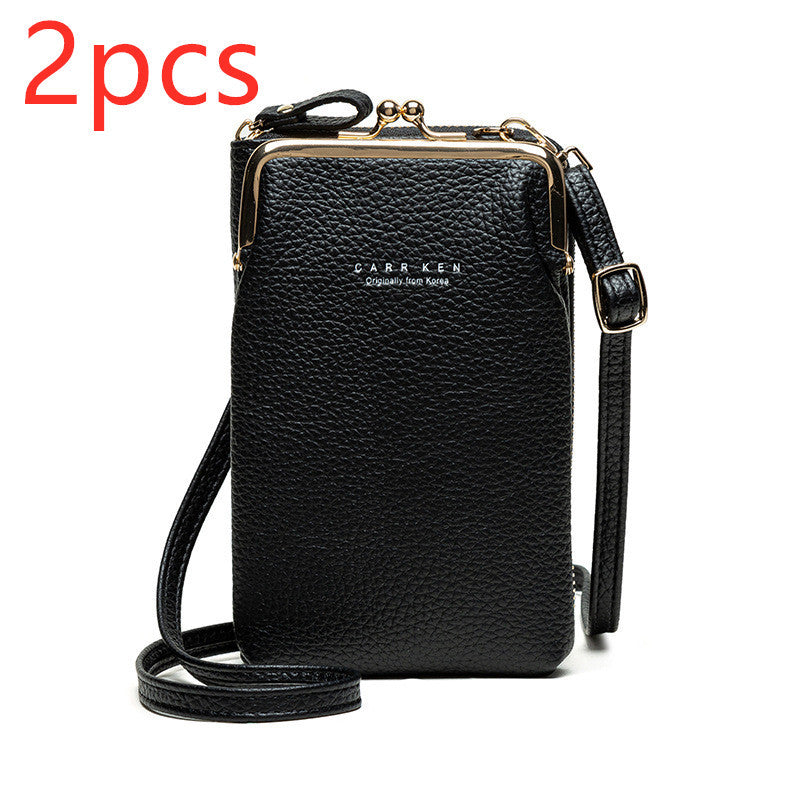 Fashion Lychee Pattern Crossbody Bag - Solid Color PU Leather Diagonal Shoulder Bag