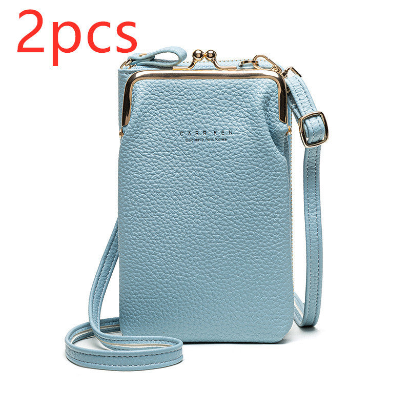 Fashion Lychee Pattern Crossbody Bag - Solid Color PU Leather Diagonal Shoulder Bag
