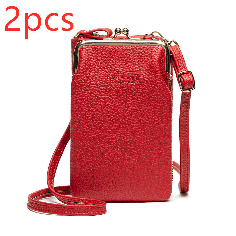 Fashion Lychee Pattern Crossbody Bag - Solid Color PU Leather Diagonal Shoulder Bag