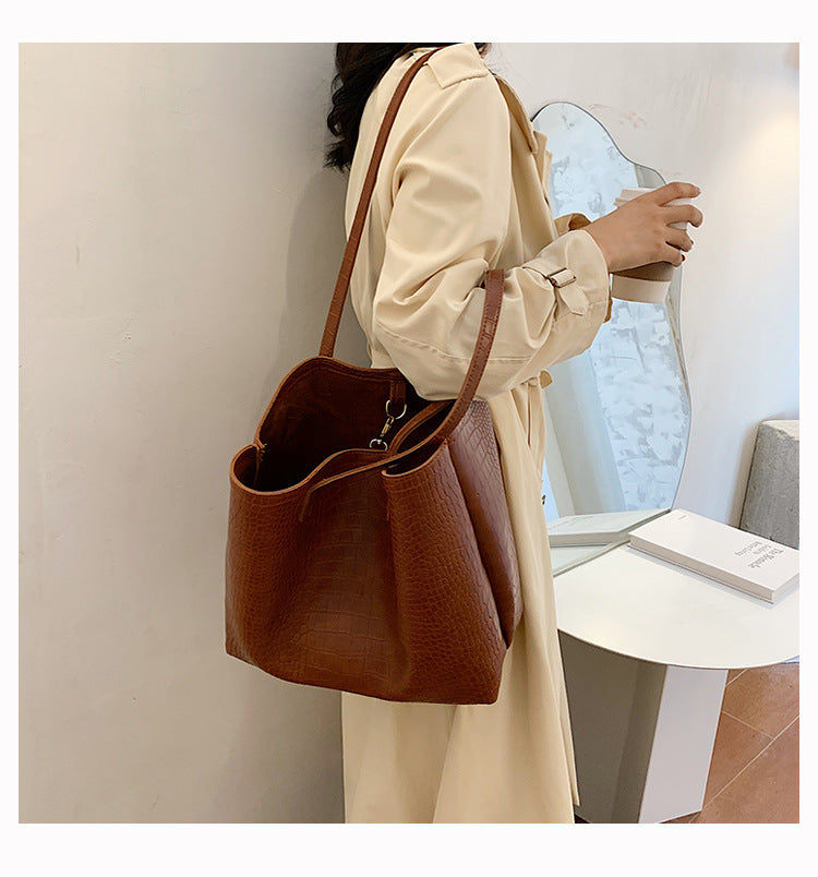 Women’s Western Style Tote Bag – High-End PU Leather Shoulder Bag, Elegant Large Capacity Handbag for Daily Use