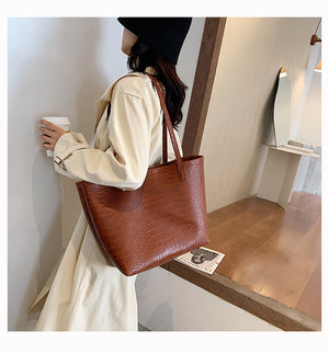 Women’s Western Style Tote Bag – High-End PU Leather Shoulder Bag, Elegant Large Capacity Handbag for Daily Use