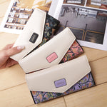 BIRDS Mid-Length Women's Wallet - Embroidered Flower PU Leather Zip Purse
