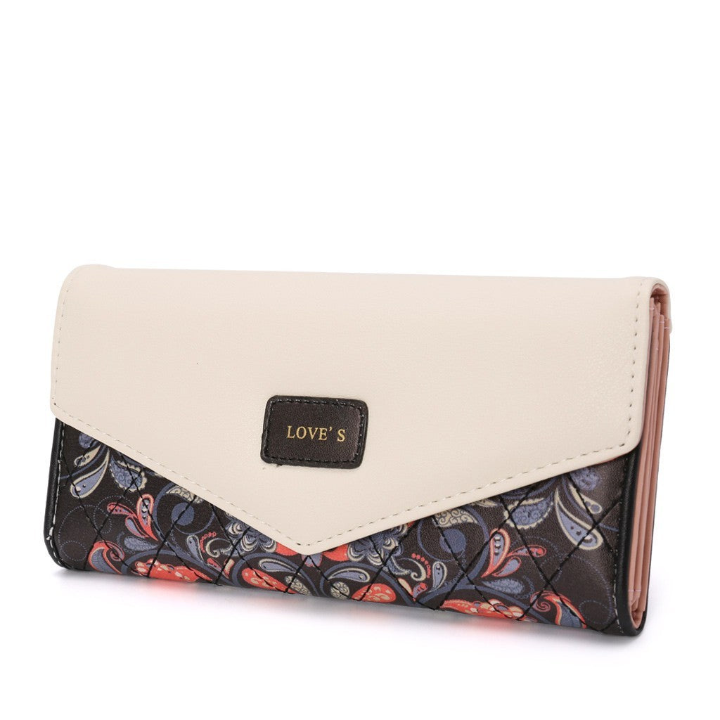 BIRDS Mid-Length Women's Wallet - Embroidered Flower PU Leather Zip Purse