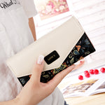 BIRDS Mid-Length Women's Wallet - Embroidered Flower PU Leather Zip Purse