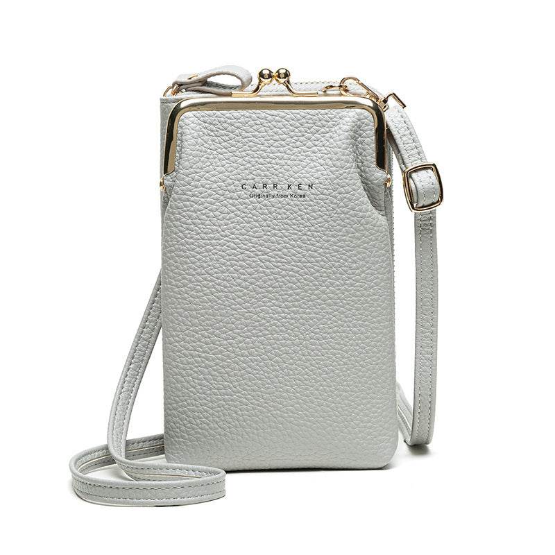 Fashion Lychee Pattern Crossbody Bag - Solid Color PU Leather Diagonal Shoulder Bag