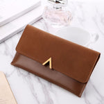 Elegant Black Women's Clutch Wallet - Long Bi-fold with Stylish Metal Accent