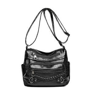 New Fashion Large Capacity Knitted Messenger Bag – Soft PU Leather Crossbody for Women