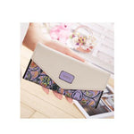 BIRDS Mid-Length Women's Wallet - Embroidered Flower PU Leather Zip Purse