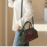 Handmade Carved One-Shoulder Women's Leather Bag – Retro PU Pillow Shape Shoulder Handbag