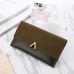 Elegant Black Women's Clutch Wallet - Long Bi-fold with Stylish Metal Accent