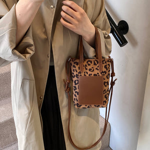 Women's Retro Leopard Print Crossbody Bag – Autumn Winter Suede Shoulder Phone Bag, Stylish PU Handbag