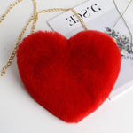 Love Heart Plush Chain Shoulder Bag for Women – Cute Valentine’s Day Party Purse
