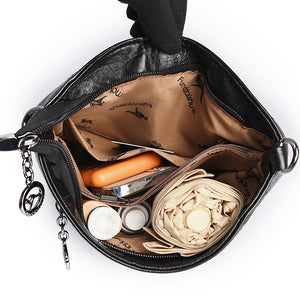 Soft Leather Bucket Bag for Women – Embossed Floral Large Capacity PU Shoulder Handbag