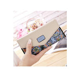 BIRDS Mid-Length Women's Wallet - Embroidered Flower PU Leather Zip Purse