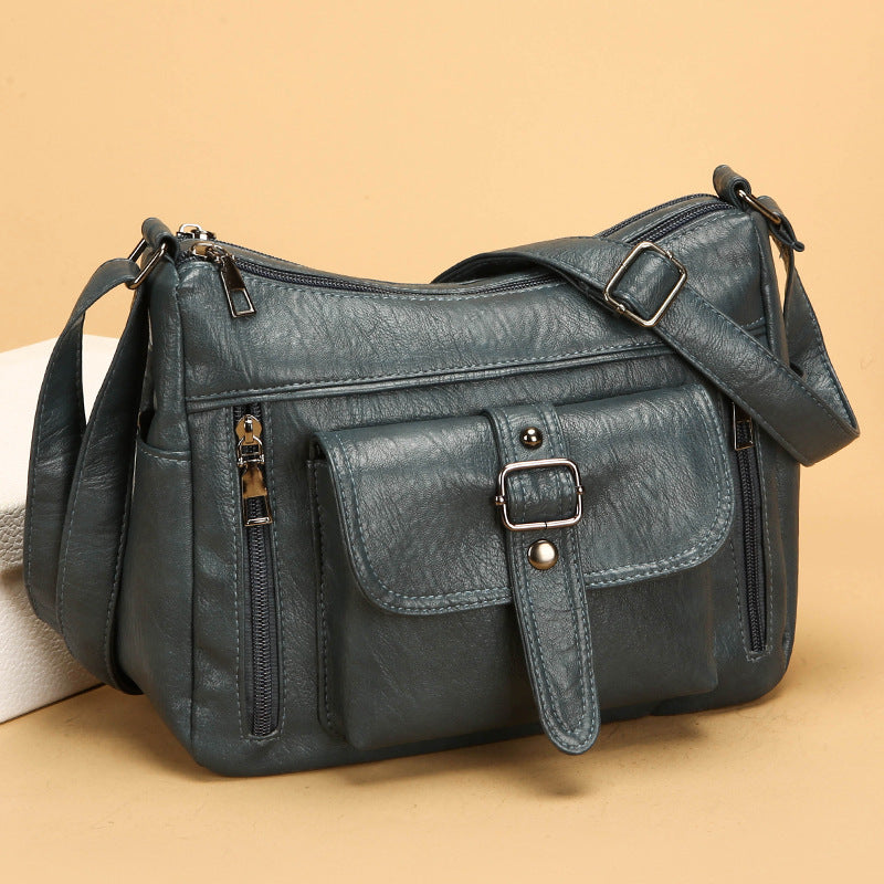Retro Soft Leather Shoulder Messenger Bag – Large Capacity PU Crossbody Tote for Women