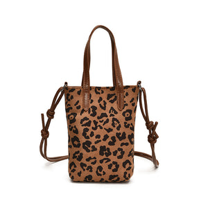 Women's Retro Leopard Print Crossbody Bag – Autumn Winter Suede Shoulder Phone Bag, Stylish PU Handbag