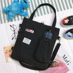 Harajuku Canvas Backpack for Women – Korean Style Tote Shoulder Bag with Pockets, Preppy Student Schoolbag