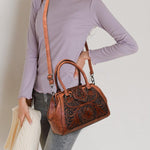Handmade Carved One-Shoulder Women's Leather Bag – Retro PU Pillow Shape Shoulder Handbag