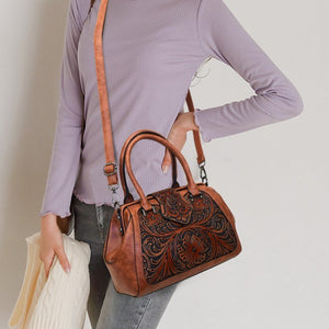 Handmade Carved One-Shoulder Women's Leather Bag – Retro PU Pillow Shape Shoulder Handbag