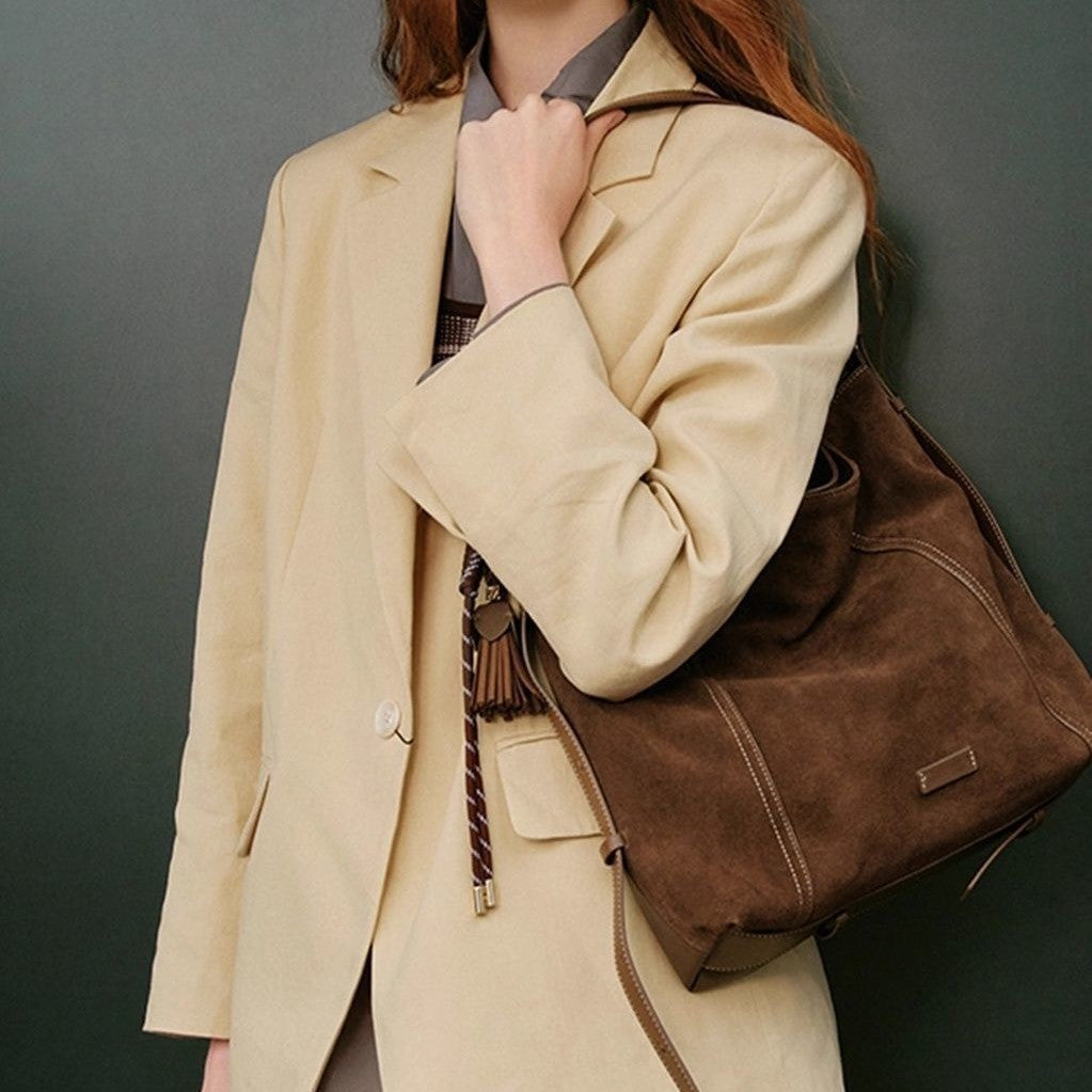 Autumn Winter Vintage Deerskin Velvet Tote – Large Capacity Crossbody Shoulder Bag for Women