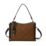 Women’s Diamond Plaid Shoulder Messenger Bag – High-grade PU Leather Handbag with Lock