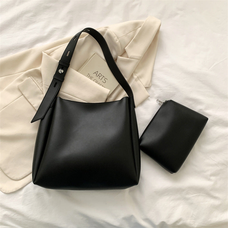 Women’s Large Shoulder Tote Bag – PU Leather Leisure Combination Handbag with Small Pouch, Casual Everyday Bag