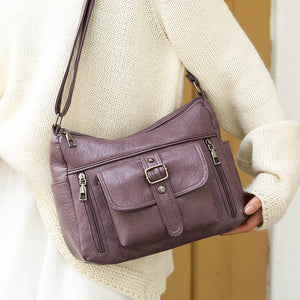 Retro Soft Leather Shoulder Messenger Bag – Large Capacity PU Crossbody Tote for Women