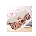 BIRDS Mid-Length Women's Wallet - Embroidered Flower PU Leather Zip Purse