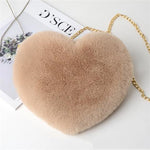 Love Heart Plush Chain Shoulder Bag for Women – Cute Valentine’s Day Party Purse