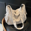 Corduroy Tote Women’s Large Capacity Bag – Simple Soft Shoulder Messenger Bag for Daily Use