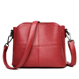 Retro Ladies Small Bucket Bag – Simple Leisure PU Leather Shoulder Bag with Multilayer Storage