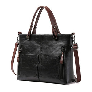 Women’s Large-Capacity Retro Tote Bag – Simple PU Crossbody Handbag for Work, Travel, and Daily Use