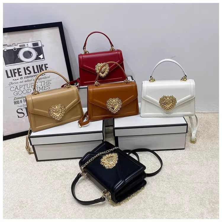 Fashion Portable Small Square Bag – Genuine Leather Flip Double Compartment Shoulder Crossbody Bag