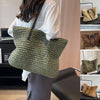 Women’s Summer Woven Shoulder Bag – Large Capacity Beach Tote Handbag with Zipper, Fashion Casual Straw Style