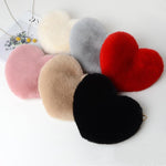 Love Heart Plush Chain Shoulder Bag for Women – Cute Valentine’s Day Party Purse