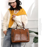 Women’s Large-Capacity Retro Tote Bag – Simple PU Crossbody Handbag for Work, Travel, and Daily Use