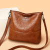 Soft Leather Bucket Bag for Women – Embossed Floral Large Capacity PU Shoulder Handbag