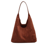 Women’s One-Shoulder Underarm Bag – Large Capacity Suede Tote, Simple Solid Color Casual Commuter Handbag